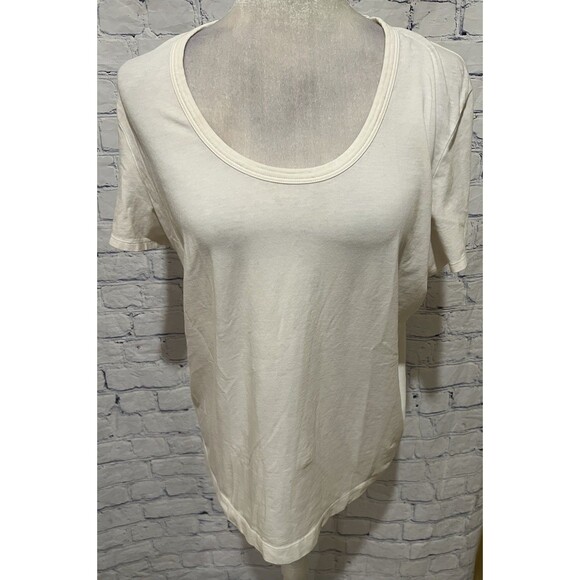 Chicos True Color Tees Woman’s Cream Short Sleeve Round Neck T Shirt 2/L/12 - Picture 1 of 6